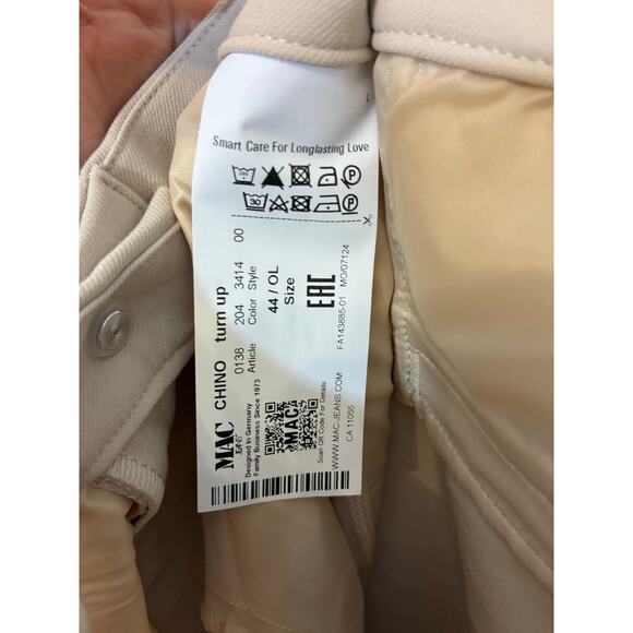 MAC Jeans Chino Turn Up Pant Beige Trousers Golden Terra PPT SZ 44 Business - Picture 4 of 5